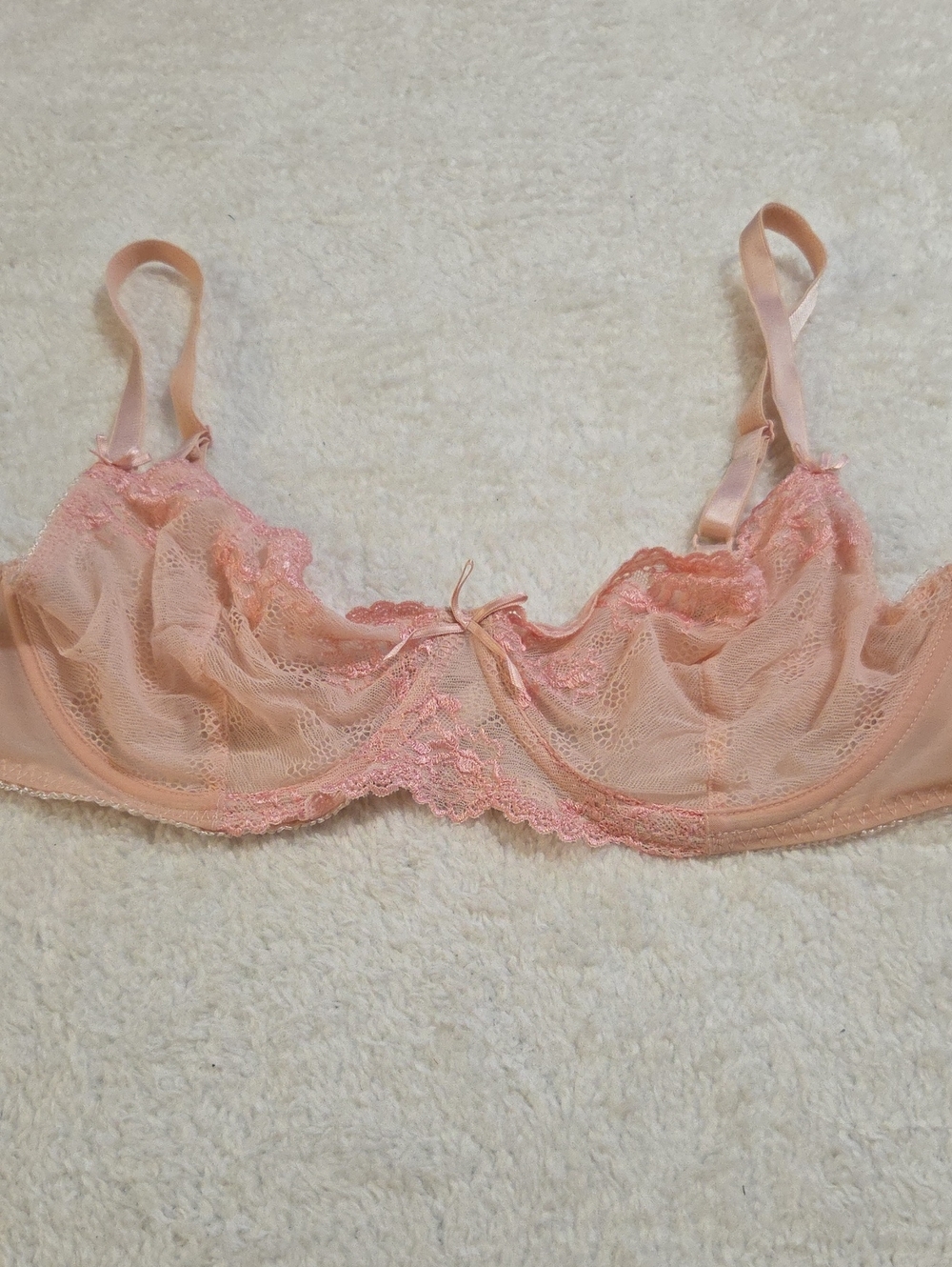 Sheer Lace Unlined Bra - Blush Pink